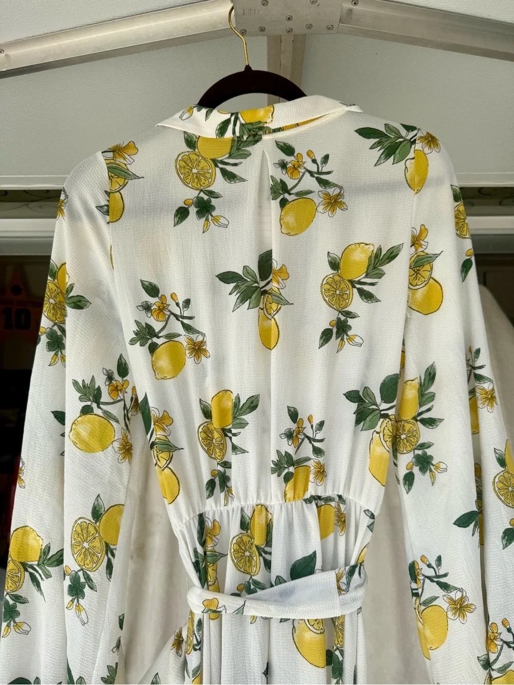 Lemon Print Faux Wrap Maxi Dress - Picture 10 of 13